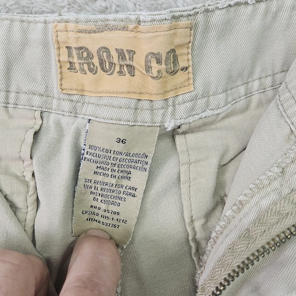 Iron Co Shorts Mens Size 36 Khaki Beige Chino Flat Front Casual 10